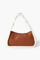 Women's Faux Shearling-Trim Faux Leather Handbag in Brown