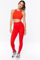 Women's Cotton-Blend Longline Sports Bra in Fiery Red, XS