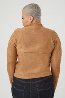 Women's Sweater-Knit Combo Top Camel,