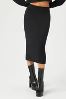 Women's Sweater-Knit Crop Top & Skirt Set in Black, XL