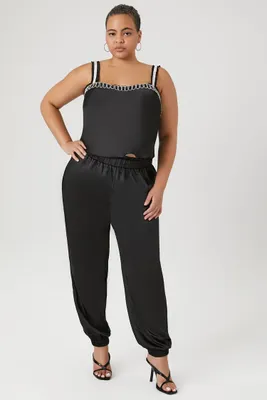 Women's High-Rise Joggers in Black, 1X