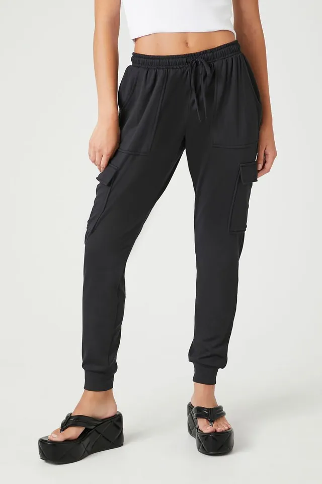 Forever 21 Women's Fleece Drawstring Joggers in Black Large