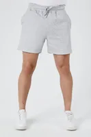 Men Cotton-Blend Drawstring Shorts in Heather Grey, XL