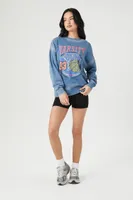 Women's Fleece Varsity Graphic Pullover in Blue Medium