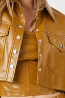 Women's Faux Leather Cropped Jacket