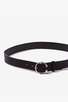 Faux Leather O-Ring Belt in Black/Gold, XS/S