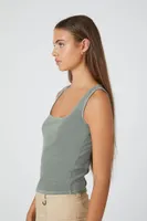 Women's Cropped Tank Top in Dark Olive, XS