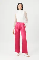 Women's Satin Cargo Pants in Pink Medium