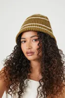 Striped Rib-Knit Beanie in Olive/Cream