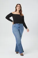 Women's Off-the-Shoulder Top in Black, 3X