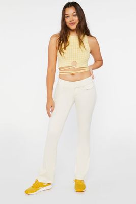 Women's Twill Mid-Rise Flare Pants in Vanilla Medium