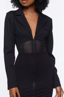 Women's Mesh Cutout Blazer Mini Dress in Black Small