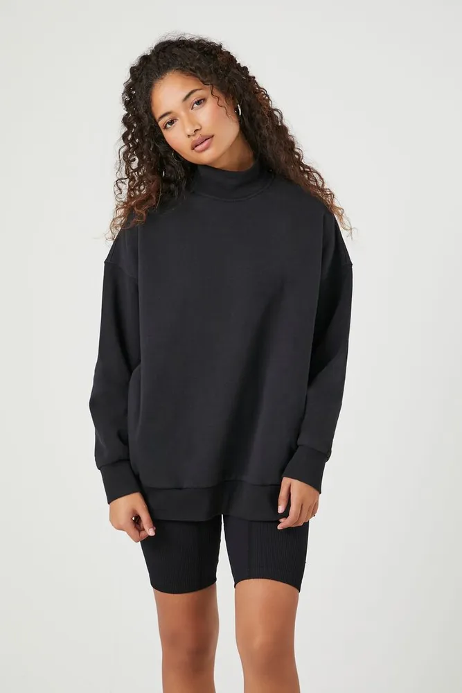 Women's Fleece Mock Neck Pullover in Black Medium