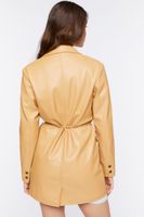 Women's Faux Leather Belted Blazer in Tan Medium