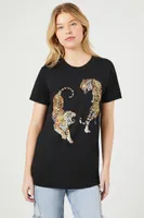 Women's Tiger Graphic T-Shirt in Black, XL