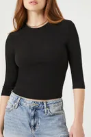 Women's Ribbed Knit Crop Top Black