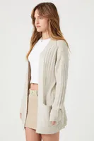 Women's Open-Front Cardigan Sweater in Oatmeal Large