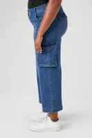 Women's Wide-Leg Cargo Jeans in Dark Denim, 18