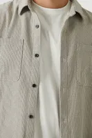 Men Corduroy Drop-Sleeve Shirt in Cream, XXL