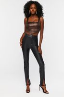 Women's Metallic V-Hem Crop Top in Bronze Medium