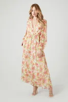 Women's Floral Print Chiffon Maxi Dress