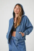 Women's Denim Hooded Jacket in Medium Denim Small