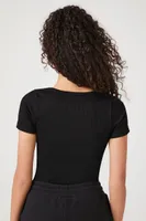 Women's Seamless Ribbed Bodysuit in Black, S/M