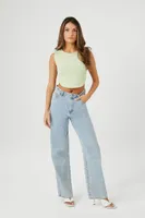 Women's Sweater-Knit Compact Rib Crop Top in Sage, XS