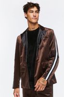 Men Velour Peak-Lapel Blazer in Dark Brown/Black Medium