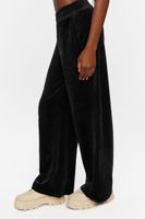 Women's Velour Wide-Leg Pants in Black, XL