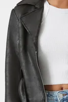 Women's Belted Moto Jacket in Black Large