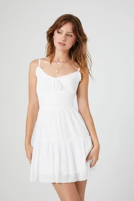 Women's Ruffle-Trim Cami Mini Dress in White Large