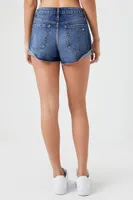 Women's Distressed Mid-Rise Denim Shorts Denim,