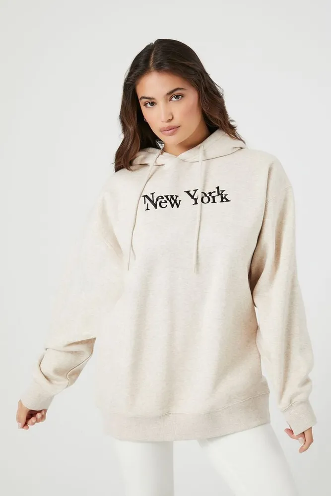 Women's Fleece New York Hoodie in Birch Large