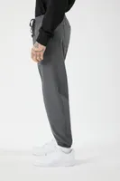 Men Drawstring Pocket Joggers in Dark Grey Small