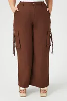 Women's Wide-Leg Cargo Pants in Brown, 2X