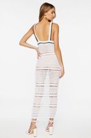 Women's Crochet Semi-Sheer Midi Dress in Cream Small