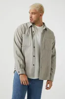 Men Corduroy Drop-Sleeve Shirt in Cream, XXL