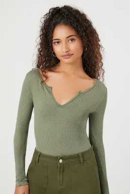 Women's Seamless Split-Neck Bodysuit in Cypress Small