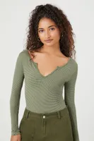 Women's Seamless Split-Neck Bodysuit in Cypress Large