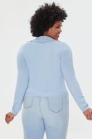 Women's Split-Neck Fitted Sweater in Sky Blue, 1X