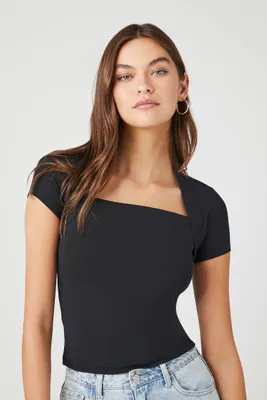 Women's Cropped Combo T-Shirt in Black Small