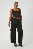 Women's Satin Crop Top Black,