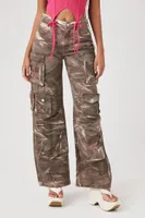 Women's Twill Tie-Dye Cargo Pants in Olive Medium