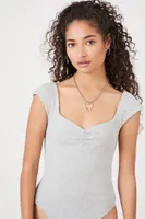 Women's Shirred Cap Sleeve Bodysuit Heather Grey