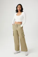 Women's Twill Drawstring Cargo Pants Small