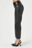 Women's Faux Leather Wide-Leg Pants Black