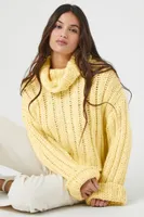 Women's Turtleneck Cropped Sweater in Pale Banana Large