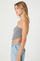 Women's Faux Fur Cropped Tube Top in Dark Grey Small