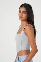 Women's Ribbed Rose Cropped Bustier Top in Harbor Grey Large